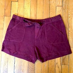 Red Linen Sanctuary Shorts with Tie Waist